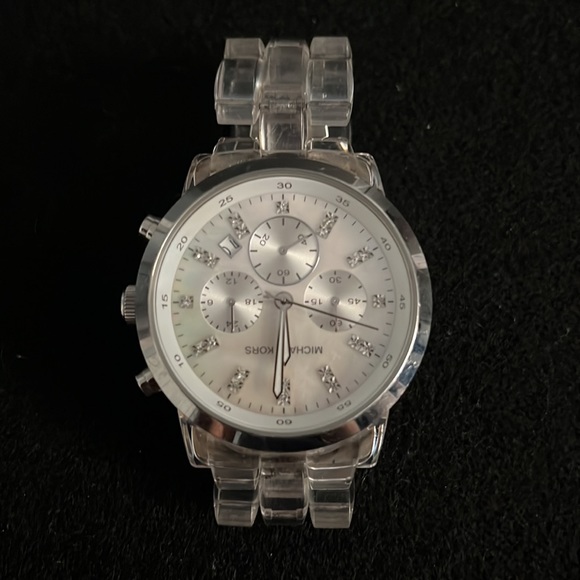 MICHAEL KORS MK-5235 Chronograph Quartz White Mother of Pearl Dial Lucite Watch - Picture 13 of 16